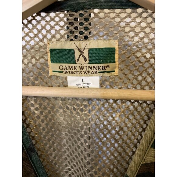 Game Winner Sportswear Camo Hunting Vest 5 Pocket Back Game bag Sz ‎ L 42/44 - Picture 2 of 7
